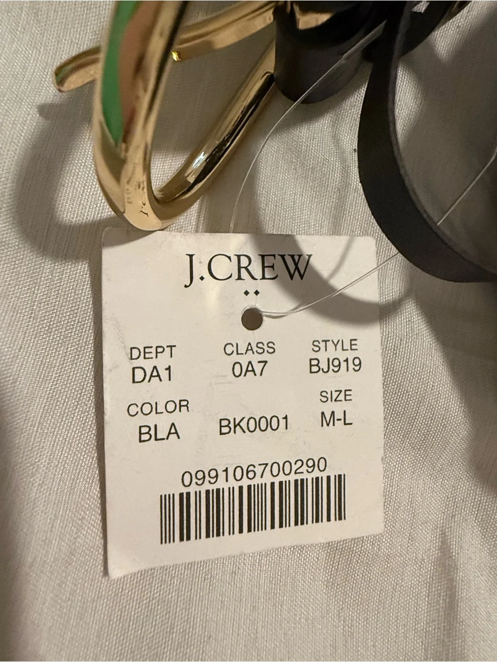 J. Crew Black Leather Belt with Gold Oval Buckle